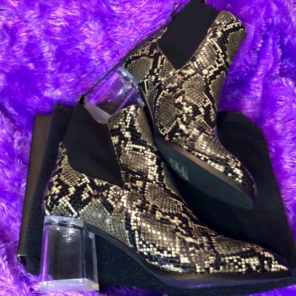Snake Print Clear Heel Booties!
